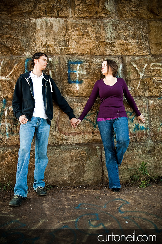 Sault Engagement Photography - rock wall
