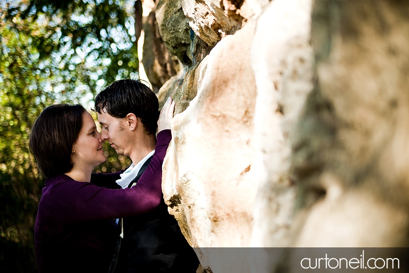 Sault Engagement Photography - rock wall