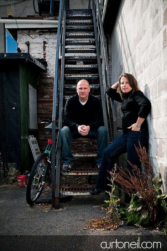 Engagement Shoot - back alley attitude in Sault Ste Marie