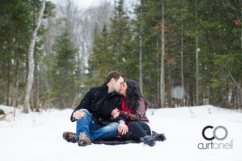 Sault Ste Marie Engagement Photography - Stacey and  Jon - winter, cold, hub trail