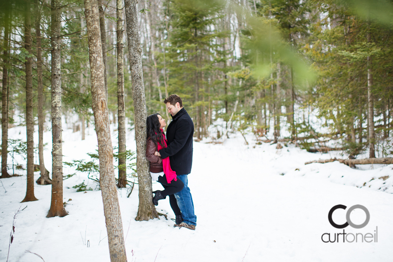 Sault Ste Marie Engagement Photography - Stacey and  Jon - winter, cold, hub trail