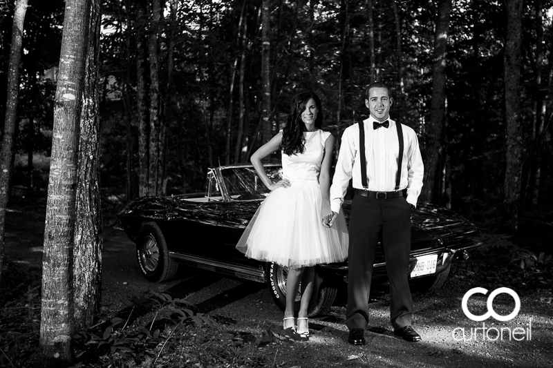 Sault Ste Marie Engagement Photography - Victoria and Ryan - classic Corvette, summer, camp, cottage