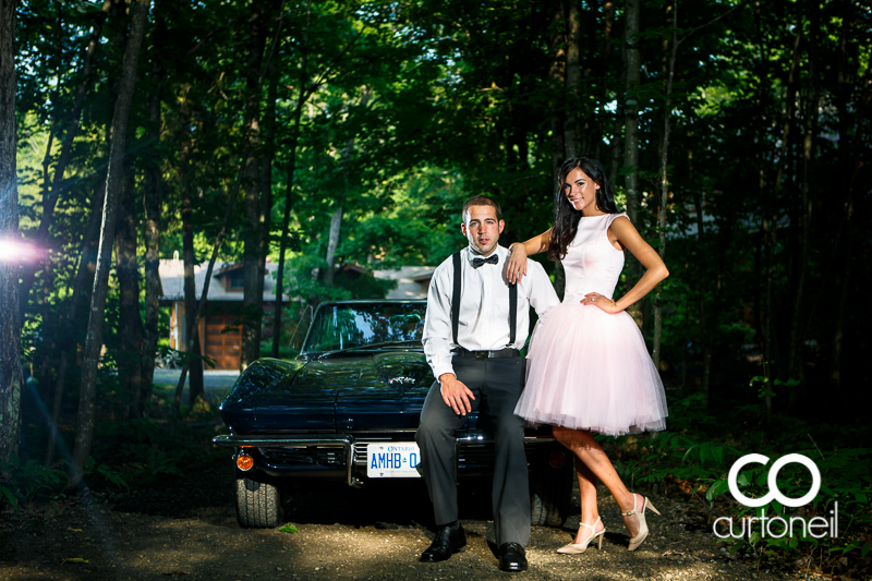 Sault Ste Marie Engagement Photography - Victoria and Ryan - classic Corvette, summer, camp, cottage
