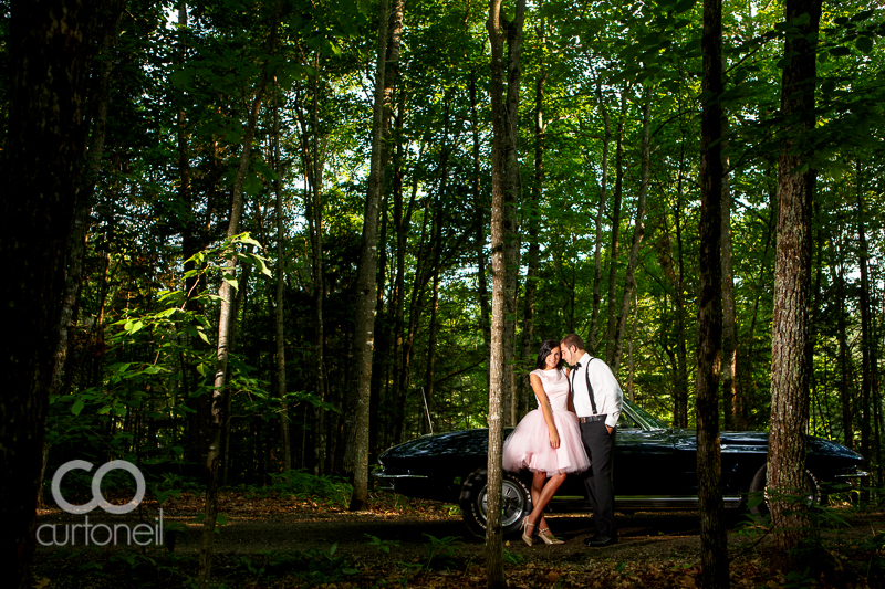 Sault Ste Marie Engagement Photography - Victoria and Ryan - dirt road, sneak peek, Corvette, classic car