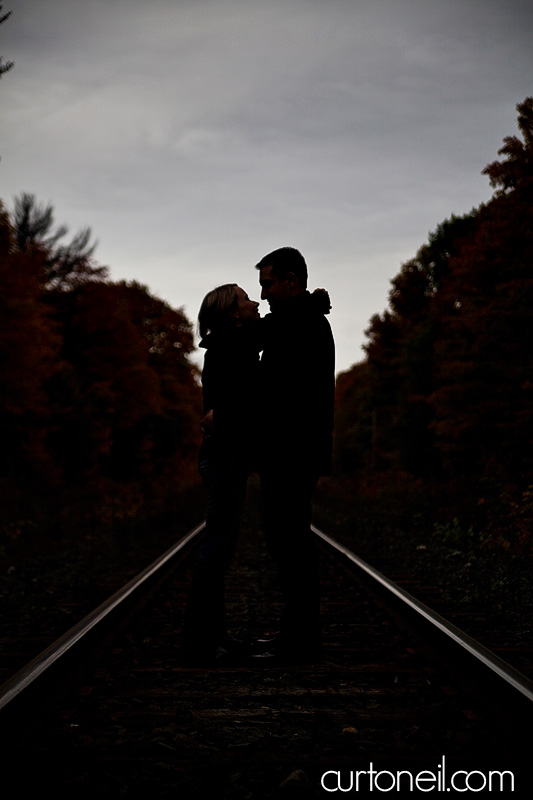 Engagement Shoot - train track silhouette