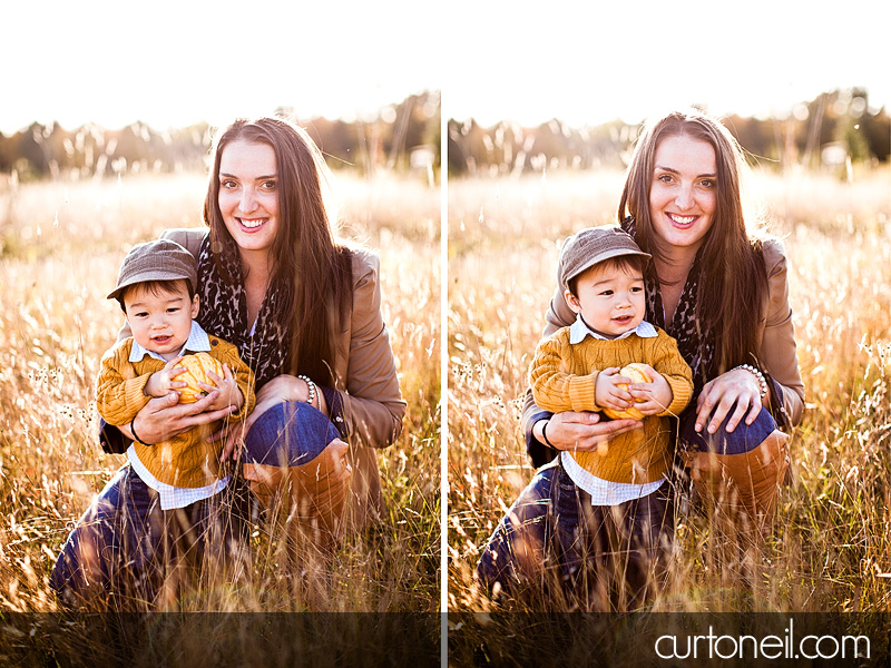 Sault Ste Marie Family Photography - Ashli and Binson - mom and son, farm, fall, gourd, pumpkin