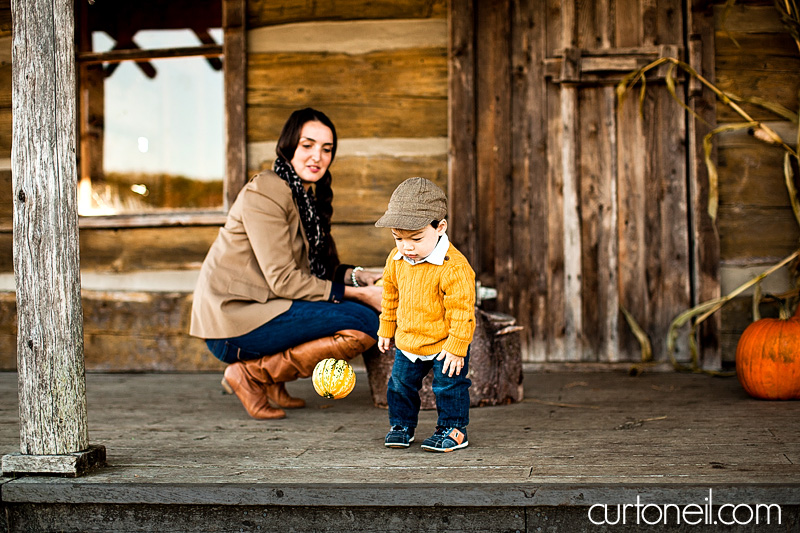 Sault Ste Marie Family Photography - Ashli and Binson - mom and son, farm, fall, gourd, pumpkin