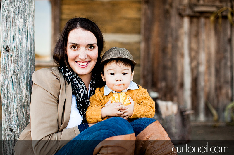 Sault Ste Marie Family Photography - Ashli and Binson - mom and son, farm, fall, gourd, pumpkin