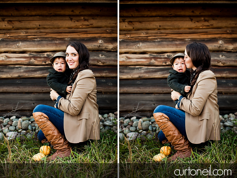 Sault Ste Marie Family Photography - Ashli and Binson - mom and son, farm, fall, gourd, pumpkin