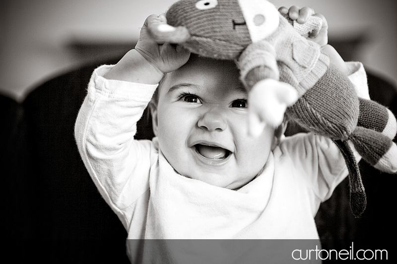 Macy six month baby shoot - Macy with donkey