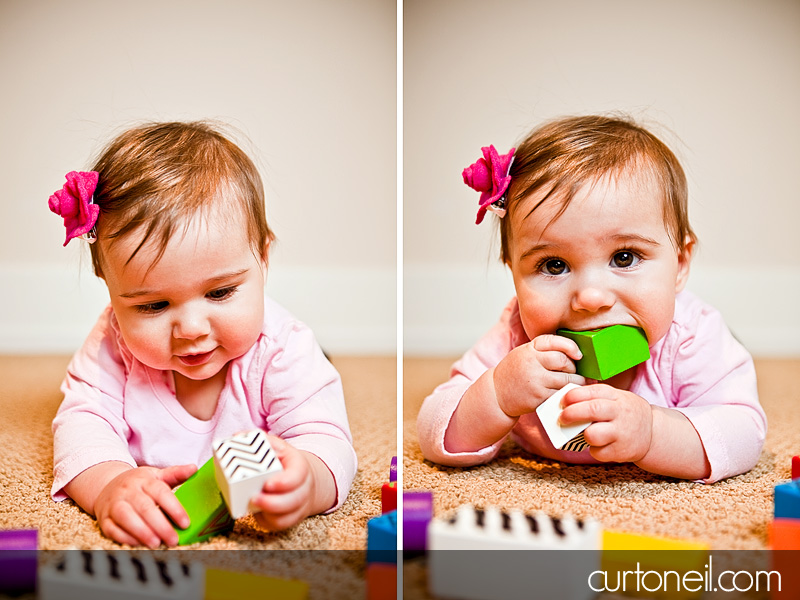 Macy six month baby shoot - Macy and the blocks