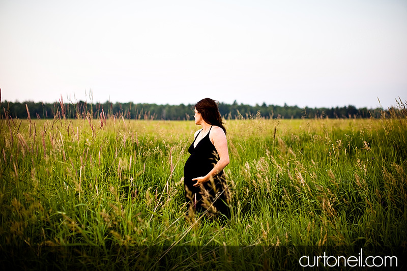 Sault Ste Marie Maternity Photography - Jes, fields, tall grass, barn