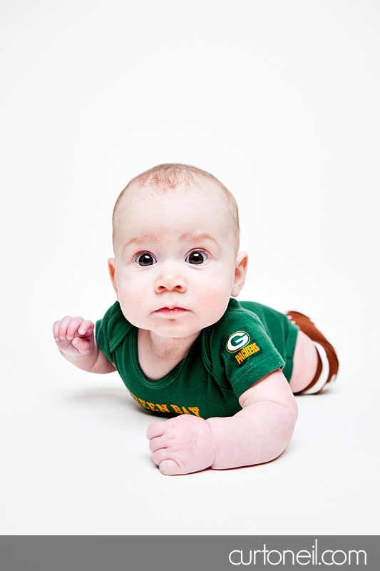 Sault Ste Marie Baby Photographer - Reese in her Packers gear