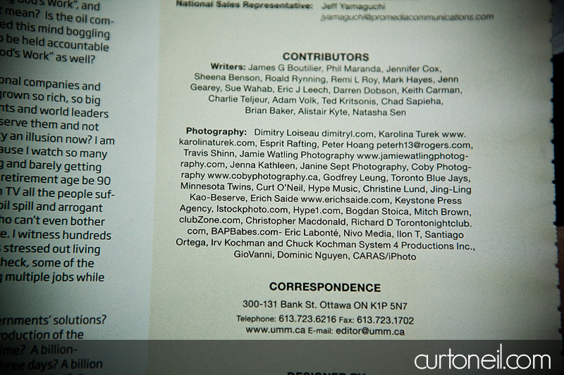 contributor list of Summer issue of UMM