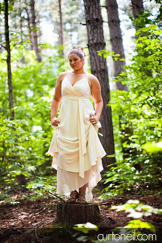 Sault Wedding - Andrea and Marc - Andrea on the stump