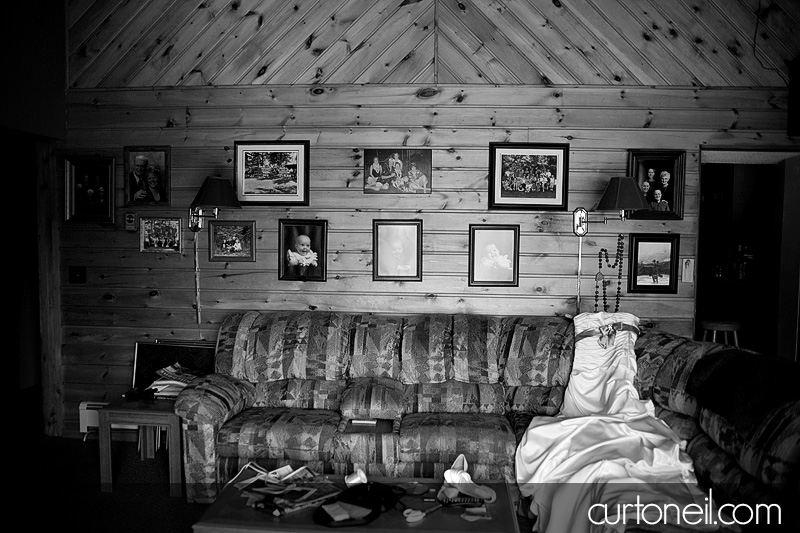 wedding gown on couch - st. joe's island wedding