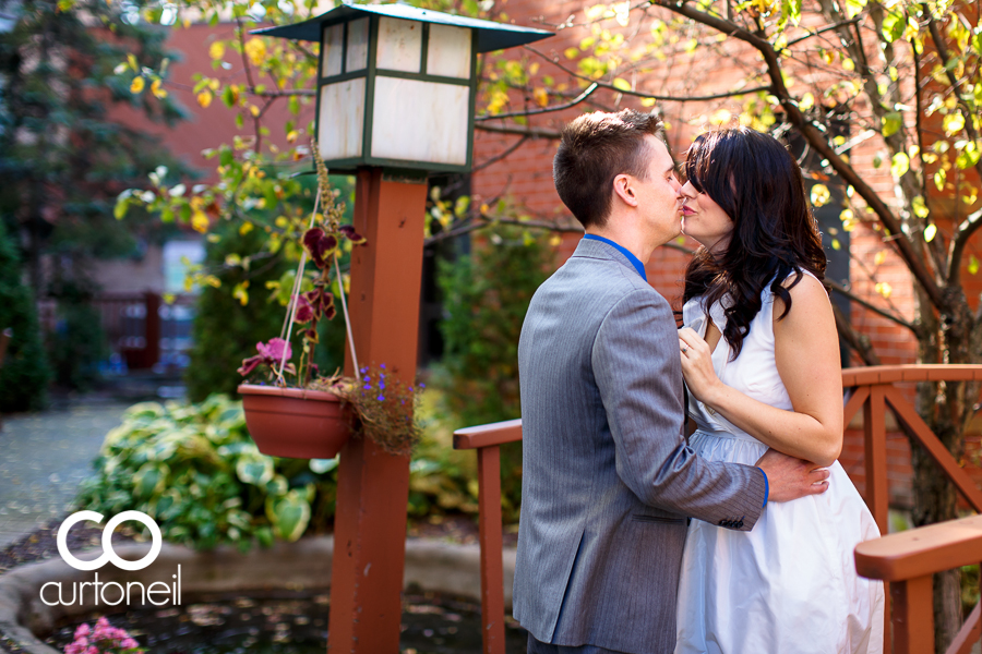 Sault Ste Marie Wedding Photography - Christine and Gabe - Water Tower Inn, small wedding, brick wall