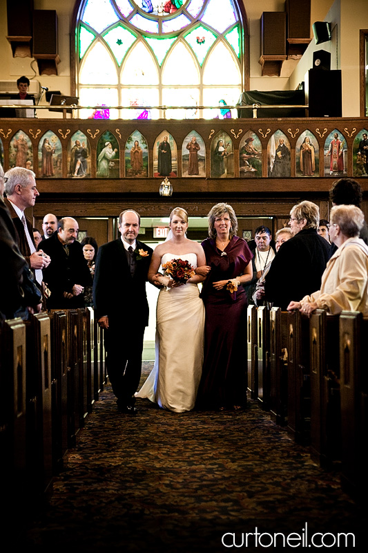 Sault Wedding - bride walking down the aisle