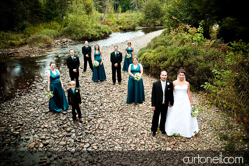 Sault Ste Marie Wedding - bridal party beside creek