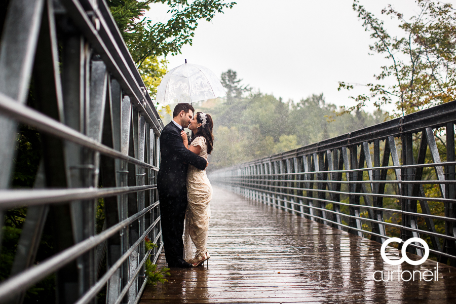Sault Ste Marie Wedding Photography - Kelly and Shawn - sneak peek, rain, Fort Creek, bridge, summer