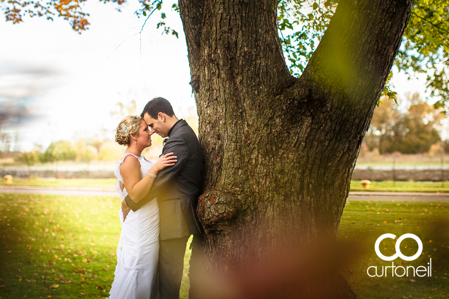 Sault Ste Marie Wedding Photography - Kylie and Brian - sneak peek, fall, waterfront, tree, leaves