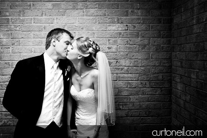 Sault Ste Marie Wedding Photogrpahy - Leslie and Clyde - Sneak peek in a stairwell at the Water Tower Inn