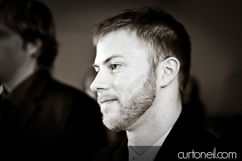 Winter Wedding - groom waiting for bride - Curt O'Neil Lifestyle Wedding Photographer