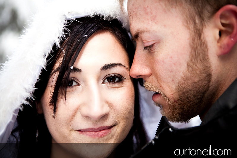 Winter Wedding - bride and groom winter path - Curt O'Neil Lifestyle Wedding Photographer