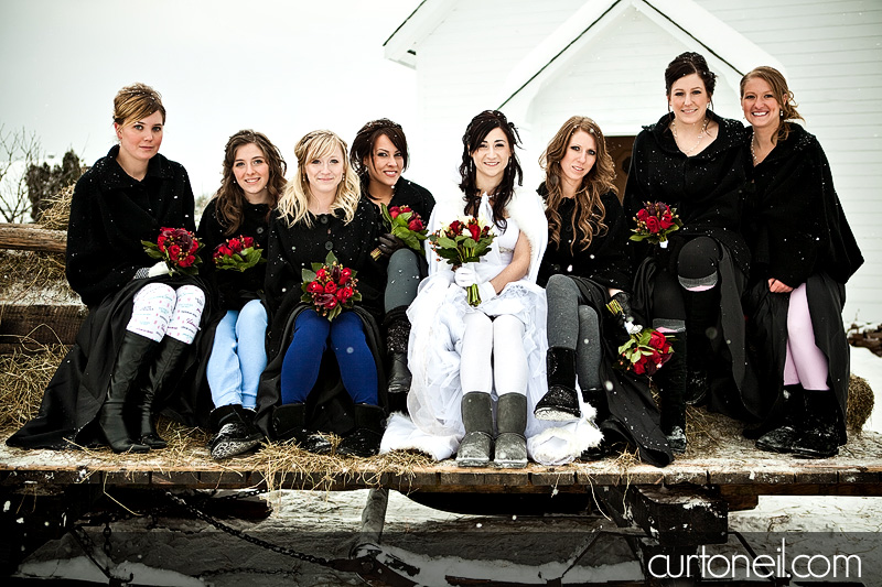 Winter Wedding - bridesmaids and longjohns - Curt O'Neil Lifestyle Wedding Photographer