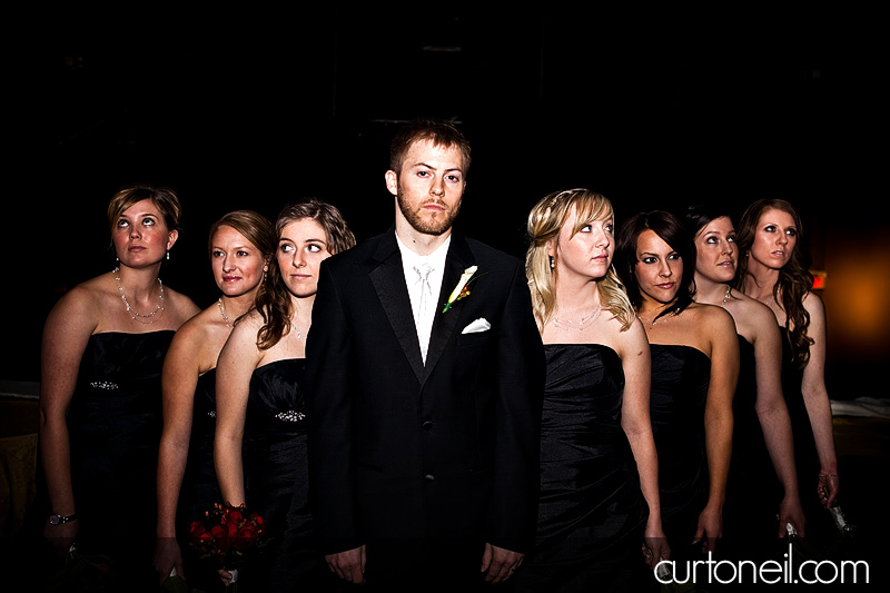 Winter Wedding - groom with bridesmaids - Curt O'Neil Lifestyle Wedding Photographer