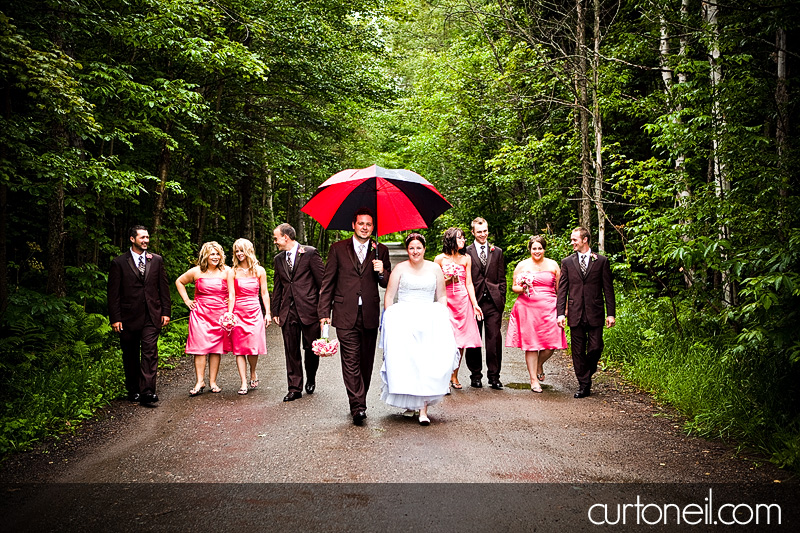 Sault Ste Marie Wedding - Mel and Tim - walking in the rain