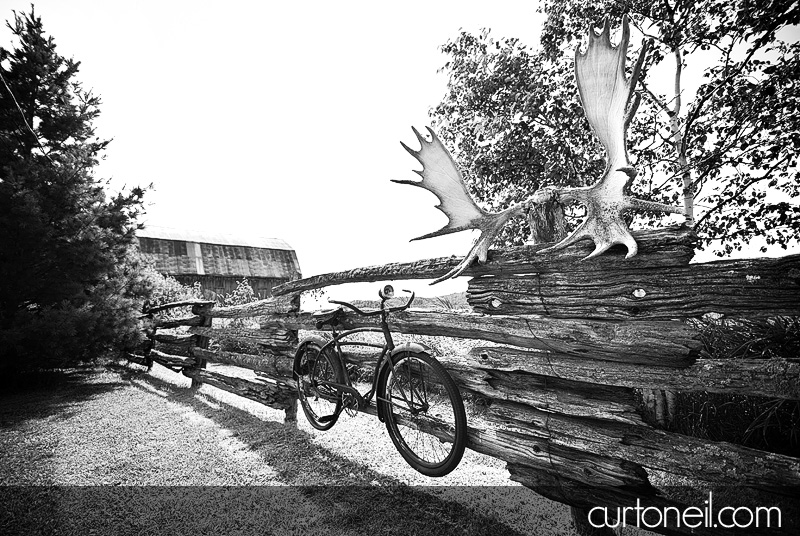 Sault Ste Marie Wedding Photography - Rachel and Ryan - bike and fence