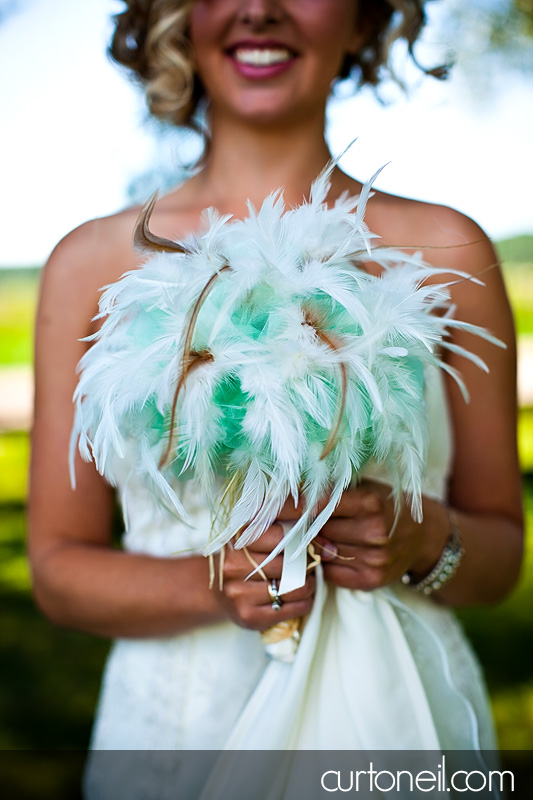 Sault Ste Marie Wedding Photography - Rachel and Ryan - feather bouquet