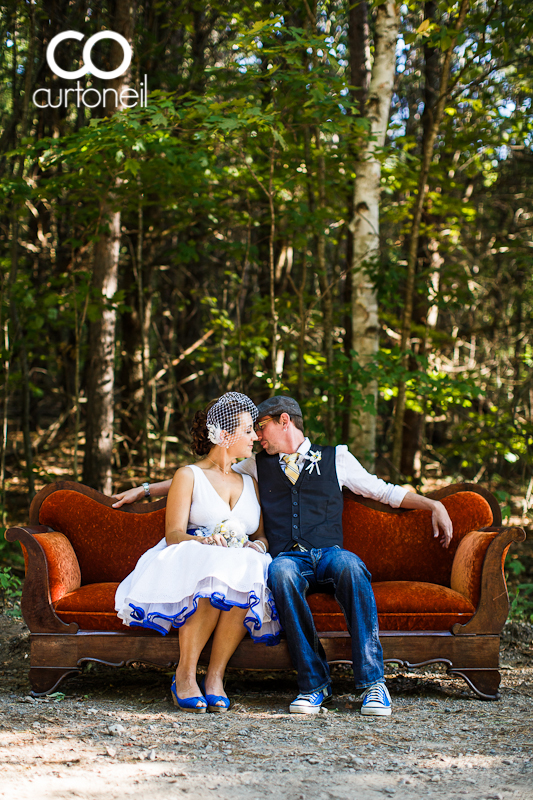 Sault Ste Marie Wedding Photography - Shelley and Joseph - Bass Lake wedding sneak peek, horse hair vintage couch