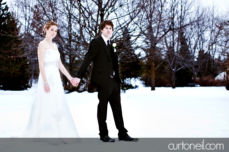 Sault Ste Marie Wedding - Sarah and Jake - arboretum in winter, bellevue park