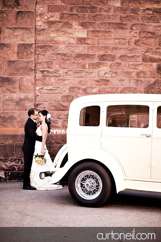 Sault Ste Marie Wedding Photography - Stella and Mike - old car, retro buildings, marconi