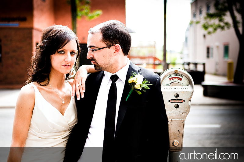 Sault Ste Marie Wedding Photography - Stella and Mike - Sneak peek, Queen St; old parking meter