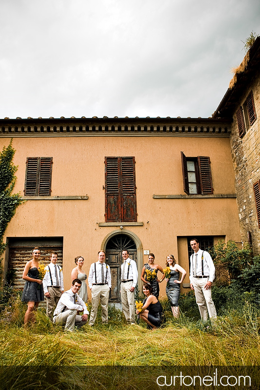 wedding party at abandoned church - Bucine Tuscany Italy wedding