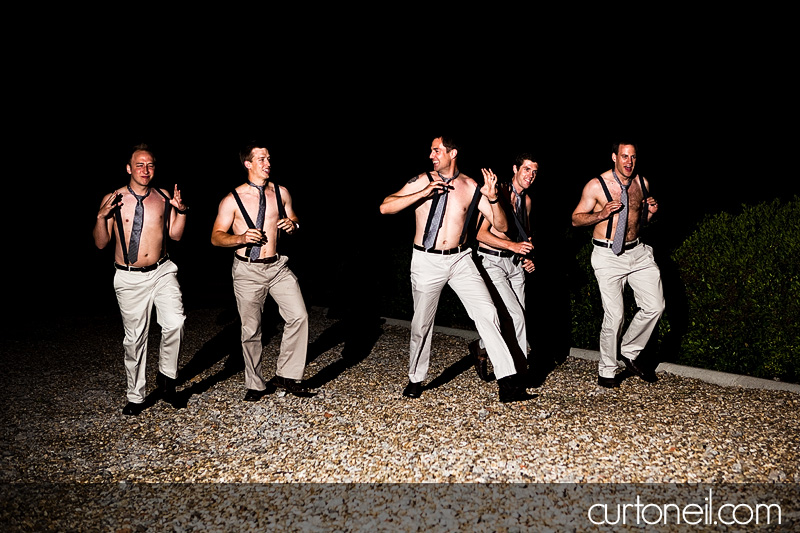 groomsmen topless strut - Bucine Tuscany Italy wedding