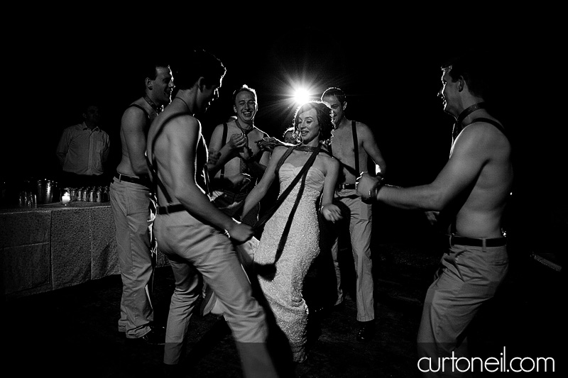 groomsmen dancing with the bride - Bucine Tuscany Italy wedding