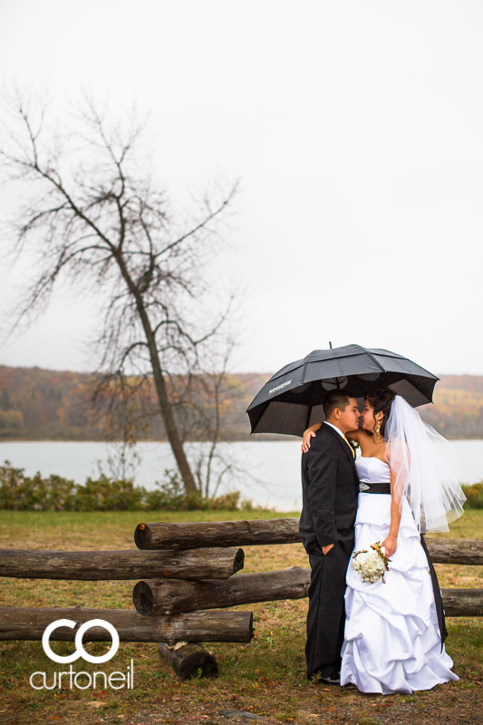 Sault Ste Marie Wedding Photography - Veronica and Gus - Garden River, Water Tower Inn, fall, cold, rain