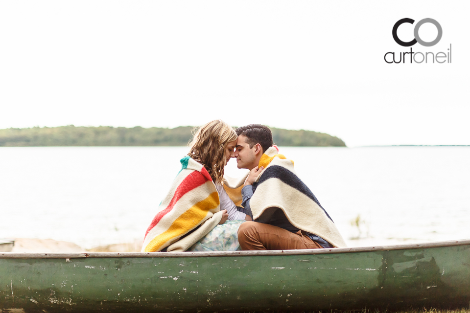 Jenna and Matthew - Sault Engagement - Canoe, blanket, camp