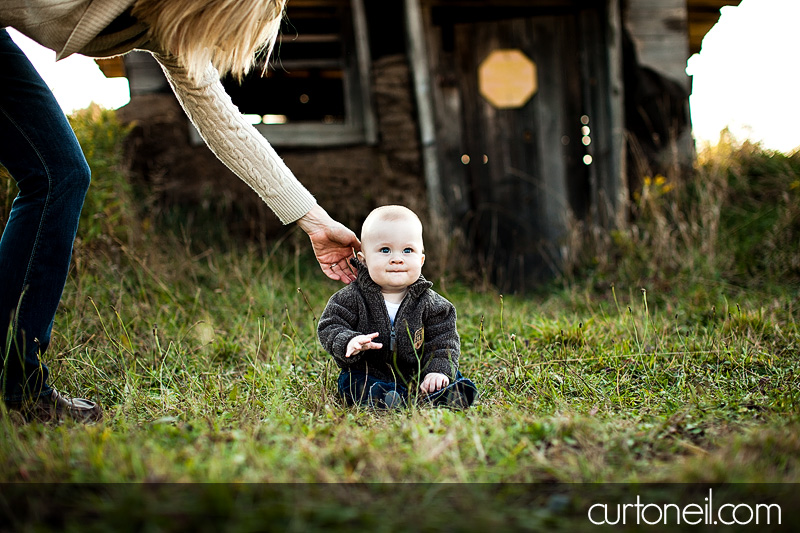 Sault Ste Marie Baby Photographer - Charlie at six months - year one, Mockingbird Hill farm, fall