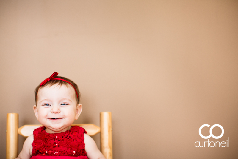 Sault Ste Marie Baby Photographer - Gabby at 7 Months - sneak peek in a red dress