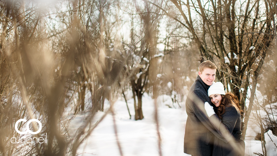 Sault Ste Marie Engagement Photography - Adriana and Kevin - sneka peek, Whitefish Island, winter, cold, snow, trees