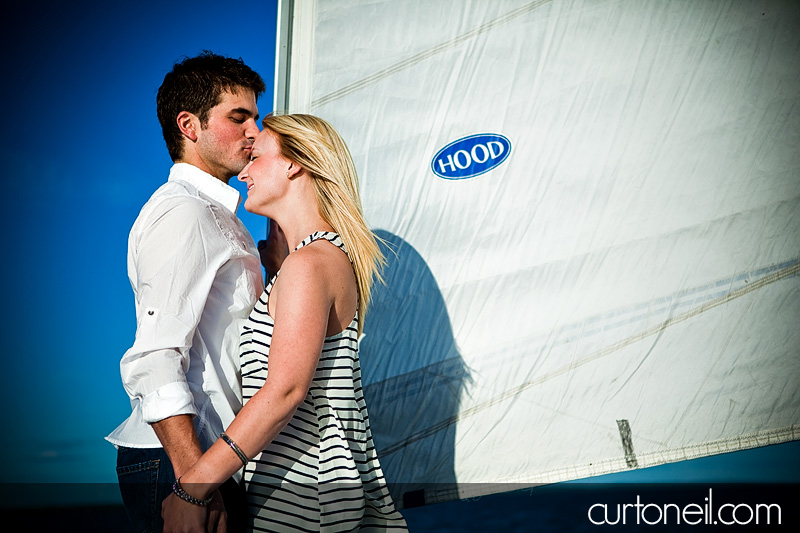 Sault Ste Marie Engagement Photography - Chelsea and Trevor - On a sailboat