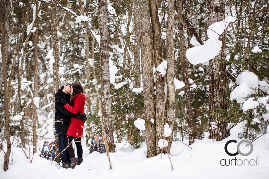 Sault Ste Marie Engagement Photography - Dana and Mike - sneak peek, snowshoe, Searchmont, winter, cold