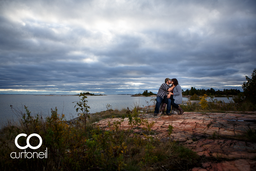 Sault Ste Marie Engagement Photography - Jessica and Brad - sneak peek, Thessalon, camp, storm clouds, Lake Huron