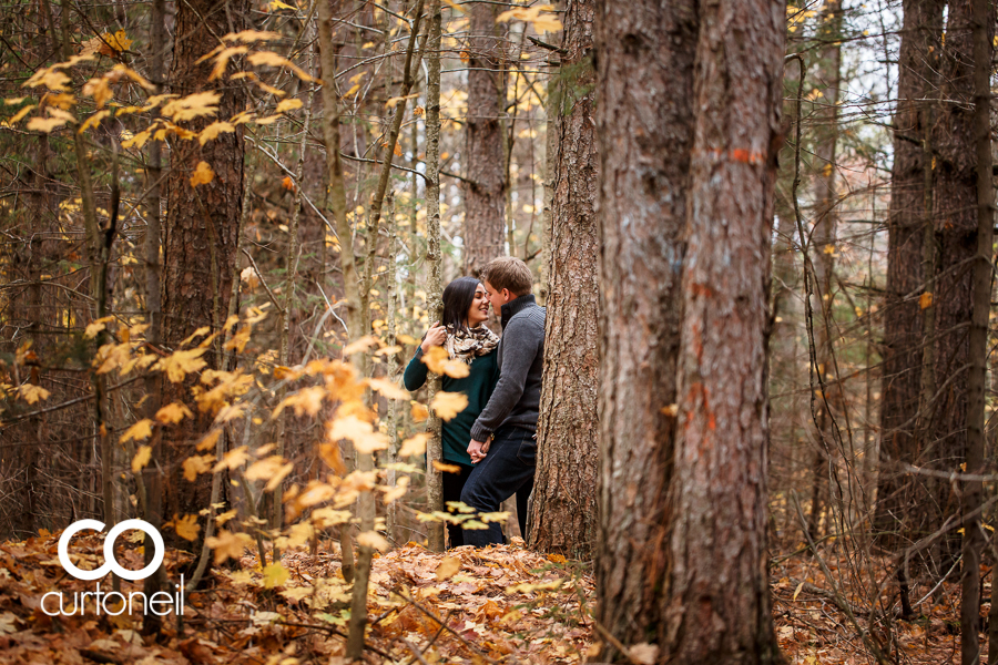 Sault Ste Marie Engagement Photography - Jess and Trav - Hiawatha Highlands, fall, cold, leaves, trees