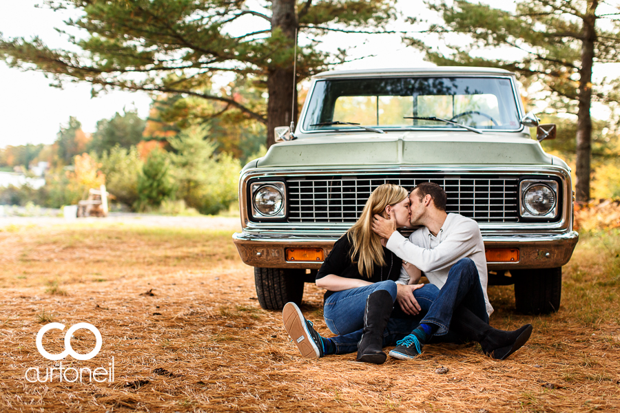 Sault Ste Marie Engagement Photography - Katie and Robbie - sneak peek, fall, Chevy truck, old truck